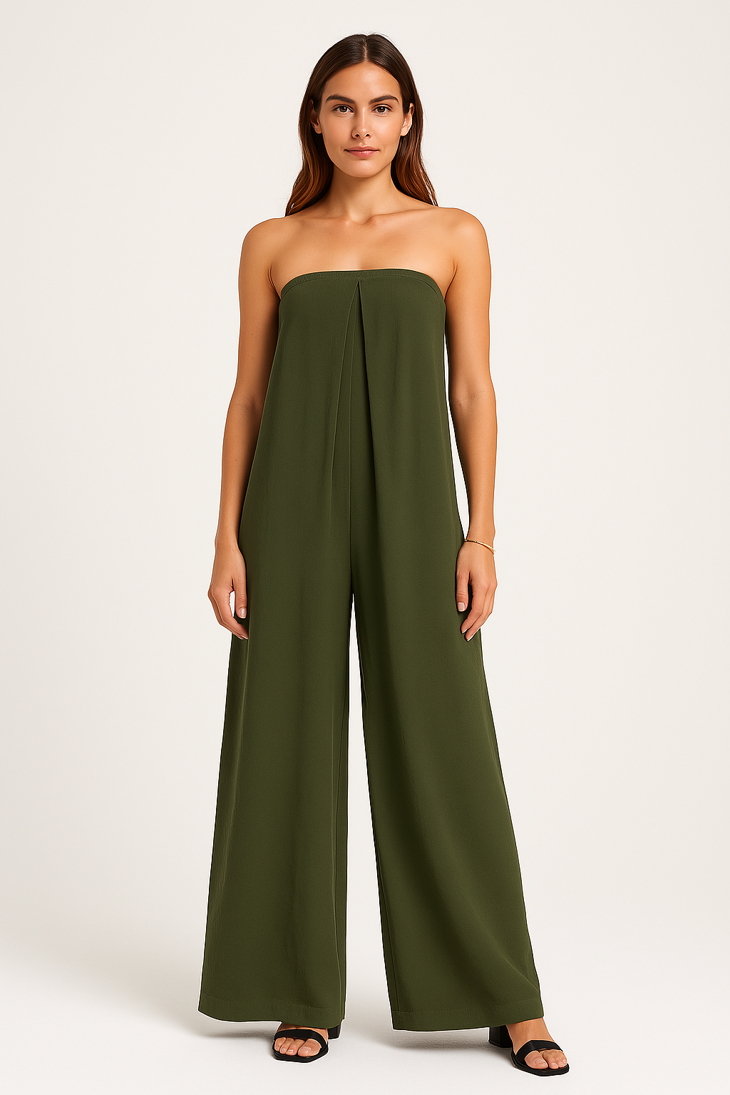 Dame Jumpsuit – Stroppeløs Bandeau – Avslappet Passform – Vide Ben – Lett Stoff