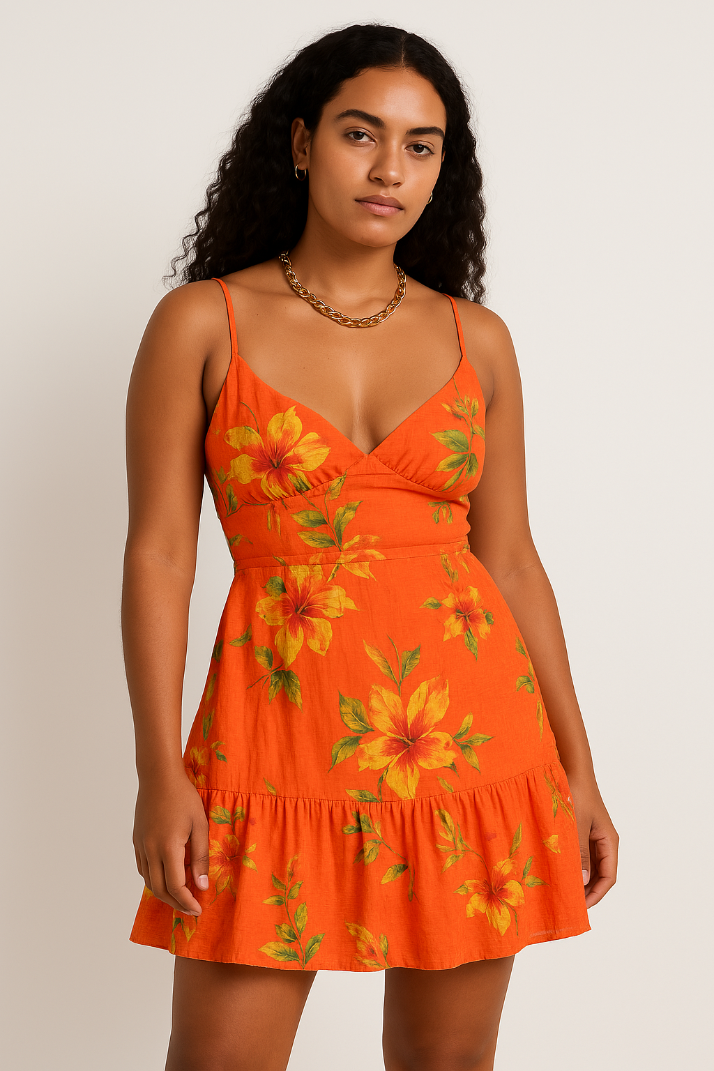 Women's Dress – Cotton – Smocked Bodice – A-line – Spaghetti Straps – Short Length