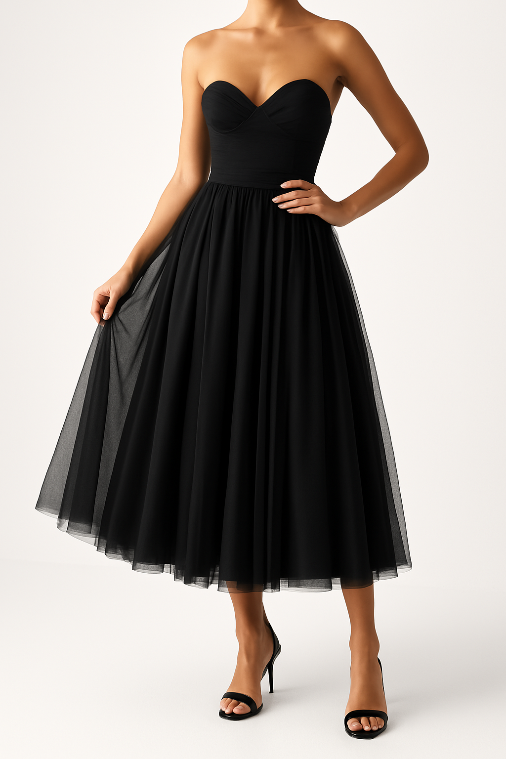 Dress for Women – Strapless Tulle – Floor-length – A-line Fit – Lined Bodice
