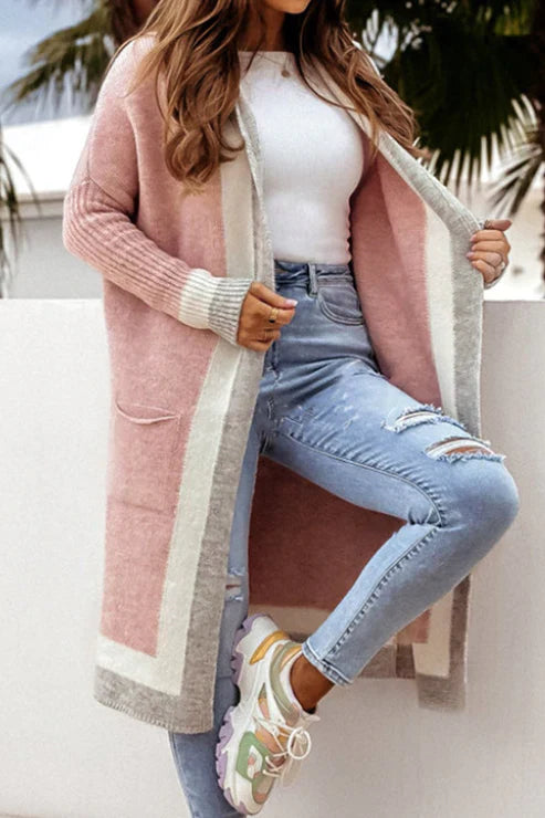 Women's Cardigan - Long Open Front - Soft Knitted Comfort - With Practical Pockets
