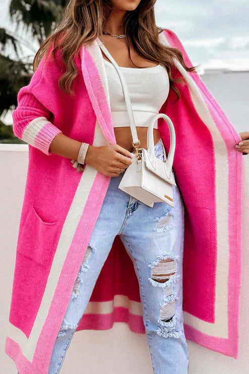 Women's Cardigan - Long Open Front - Soft Knitted Comfort - With Practical Pockets