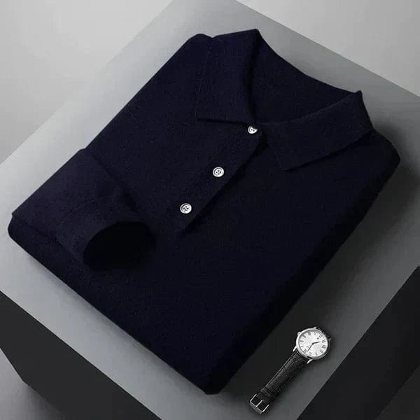 Men's Knitted Polo Shirt – Slim Fit – Classic Collar – Soft and Comfortable