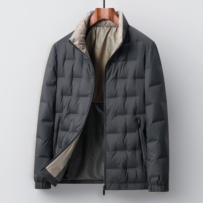 Men's Jacket - Padded Quilted Design - High Collar - Light and Warm