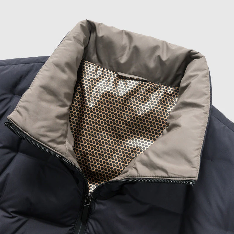 Men's Jacket - Padded Quilted Design - High Collar - Light and Warm