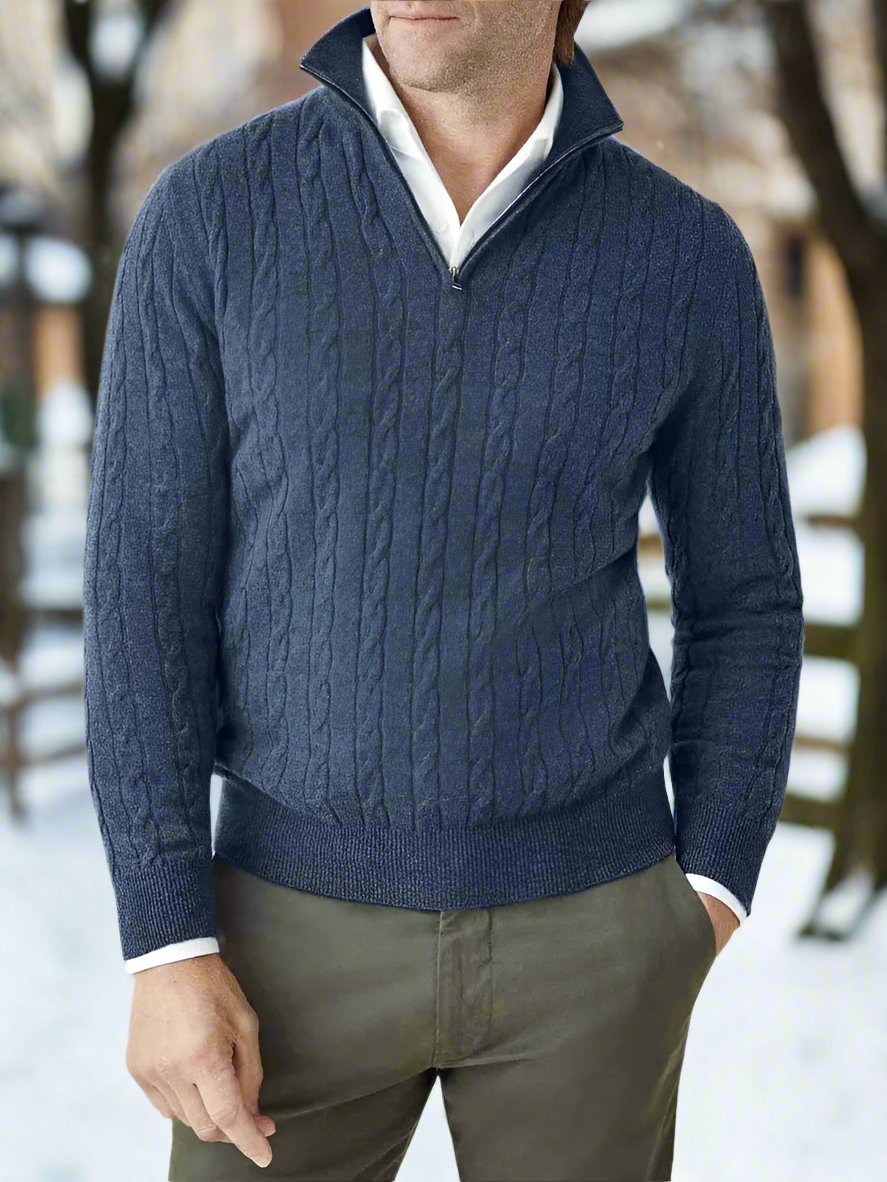 Elegant og Varmende Cashmere Zip-Up Genser for Menn