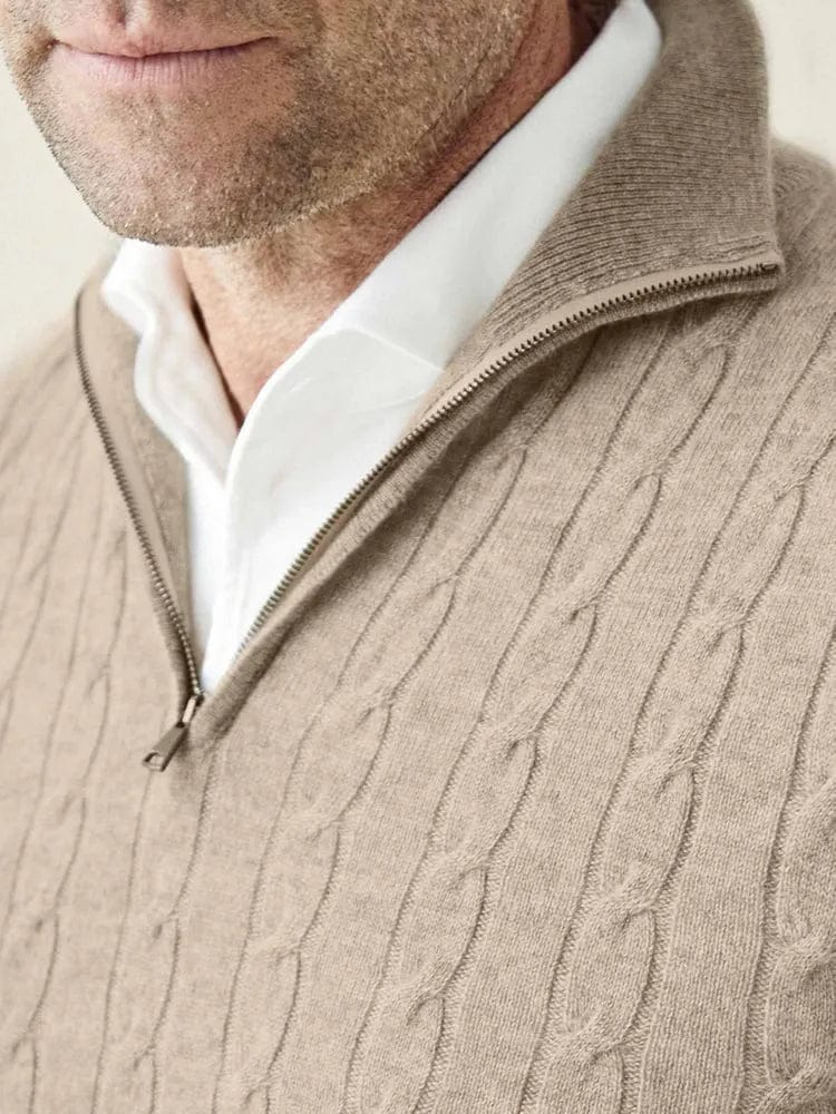 Elegant og Varmende Cashmere Zip-Up Genser for Menn