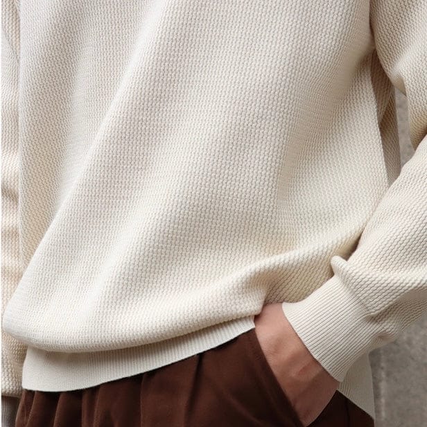 Men's Knitted Sweater - Polo Collar - V-neck - Long-sleeved Comfortable Fit