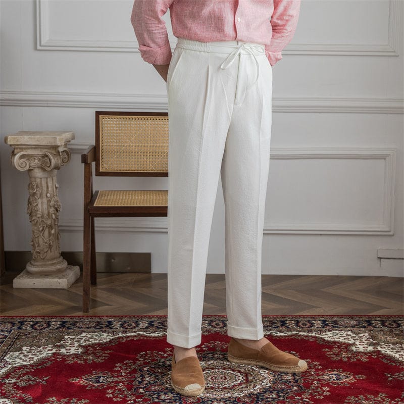 Men's Trousers – Relaxed Fit – Adjustable Elastic Waist – Ankle Length – Sleek Design