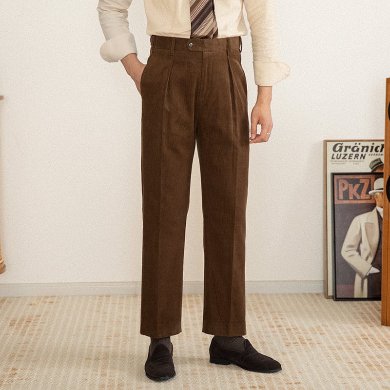 Men's Trousers - High Waist - Crease - Classic Fit - Wool Blend