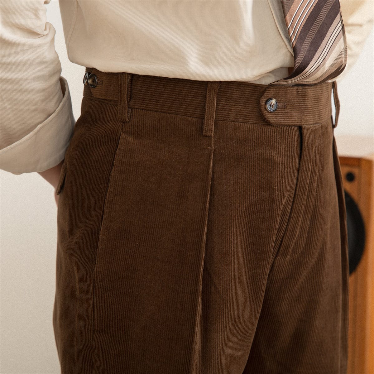 Men's Trousers - High Waist - Crease - Classic Fit - Wool Blend