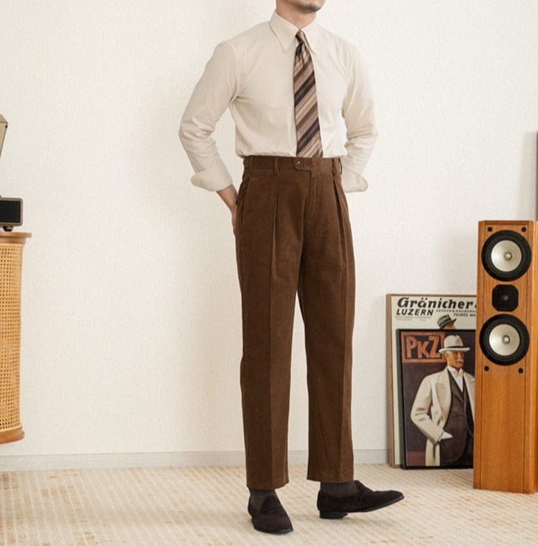 Men's Trousers - High Waist - Crease - Classic Fit - Wool Blend