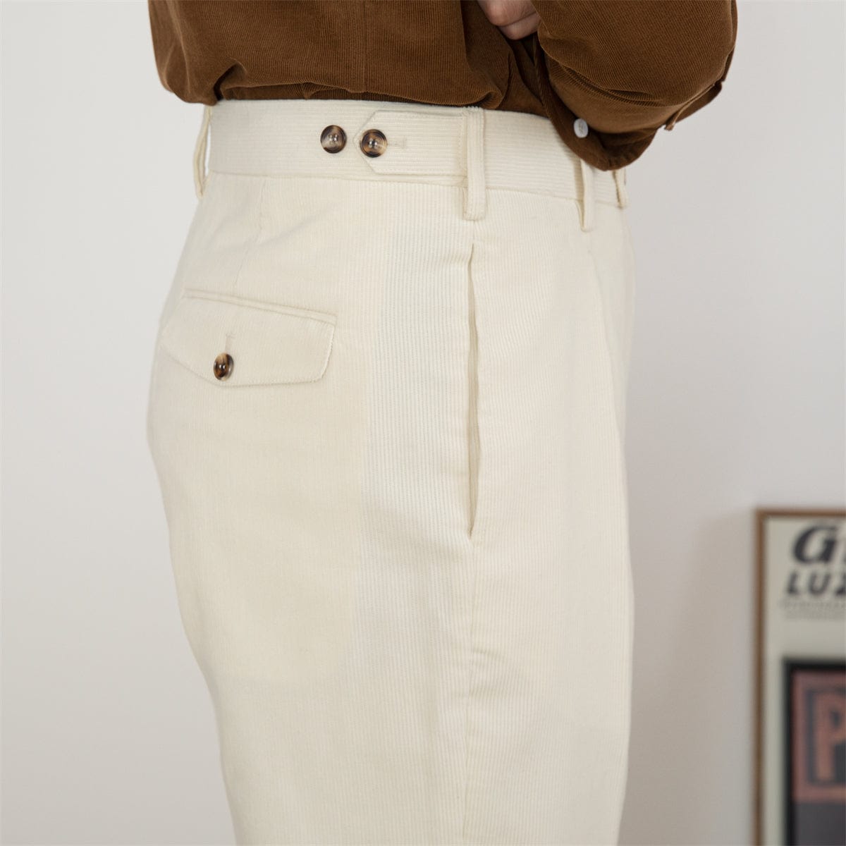 Men's Trousers - High Waist - Crease - Classic Fit - Wool Blend