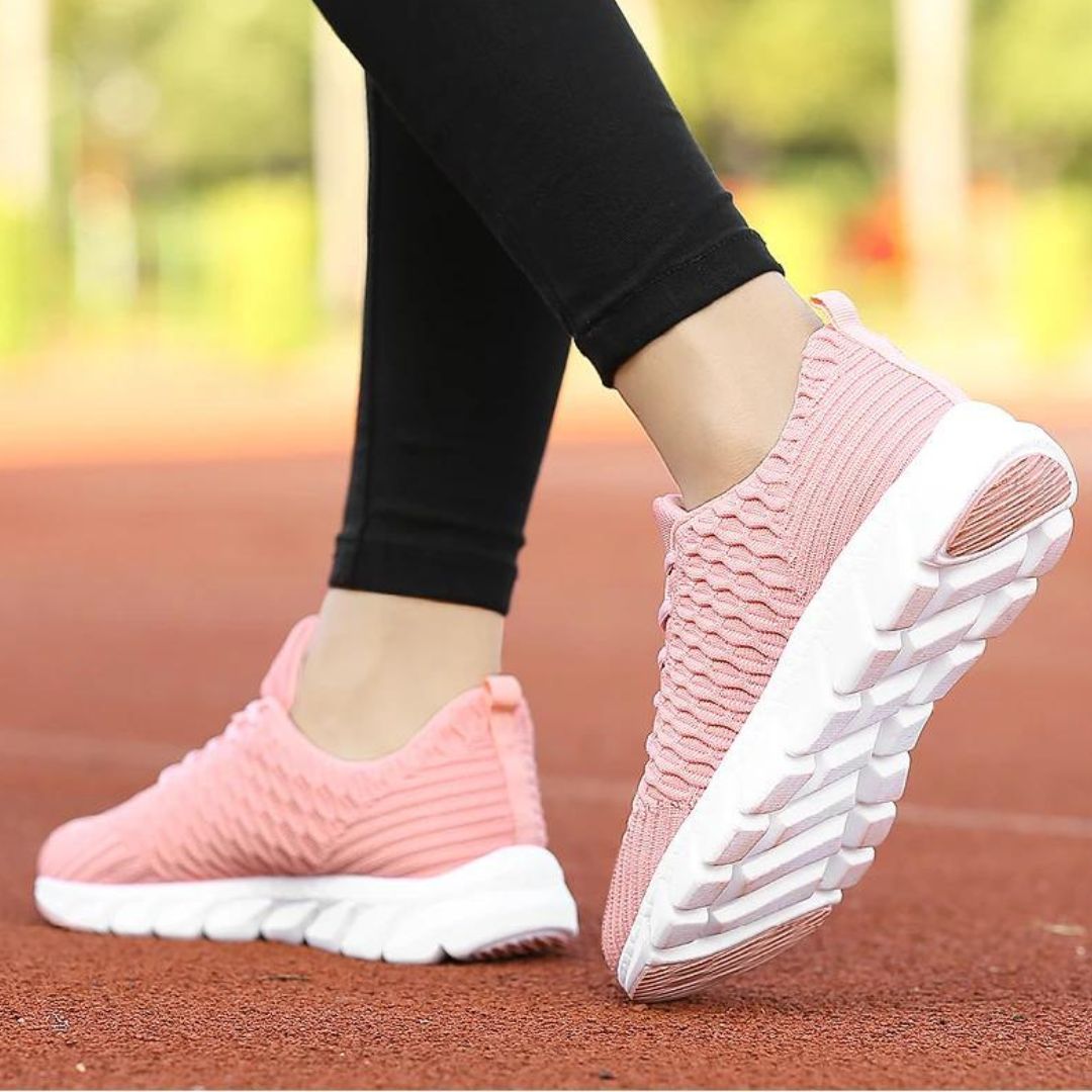 Women's Sneakers – Soft Knit – Low Top – Breathable Comfort – Memory Foam Sole