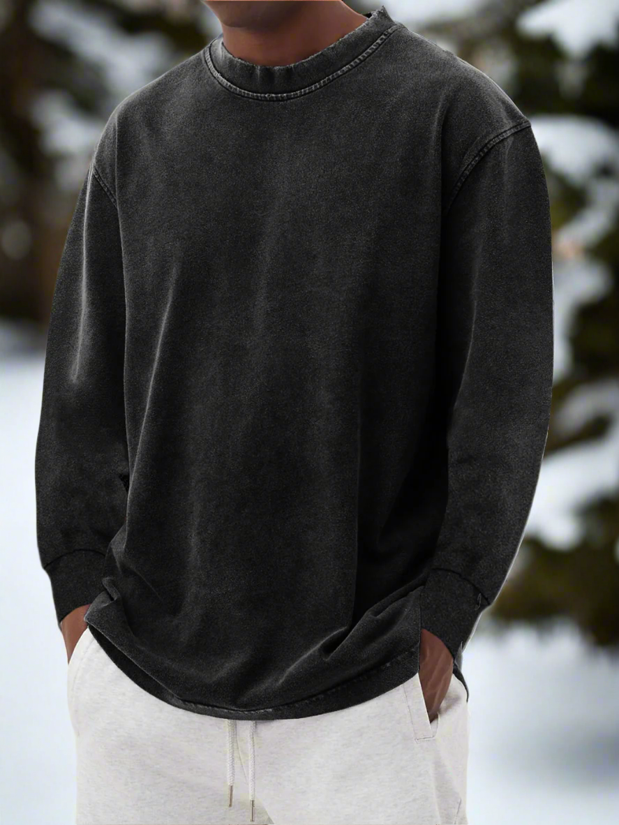 Men's Sweater - Long-Sleeved Crewneck - Relaxed Fit - Soft and Comfortable