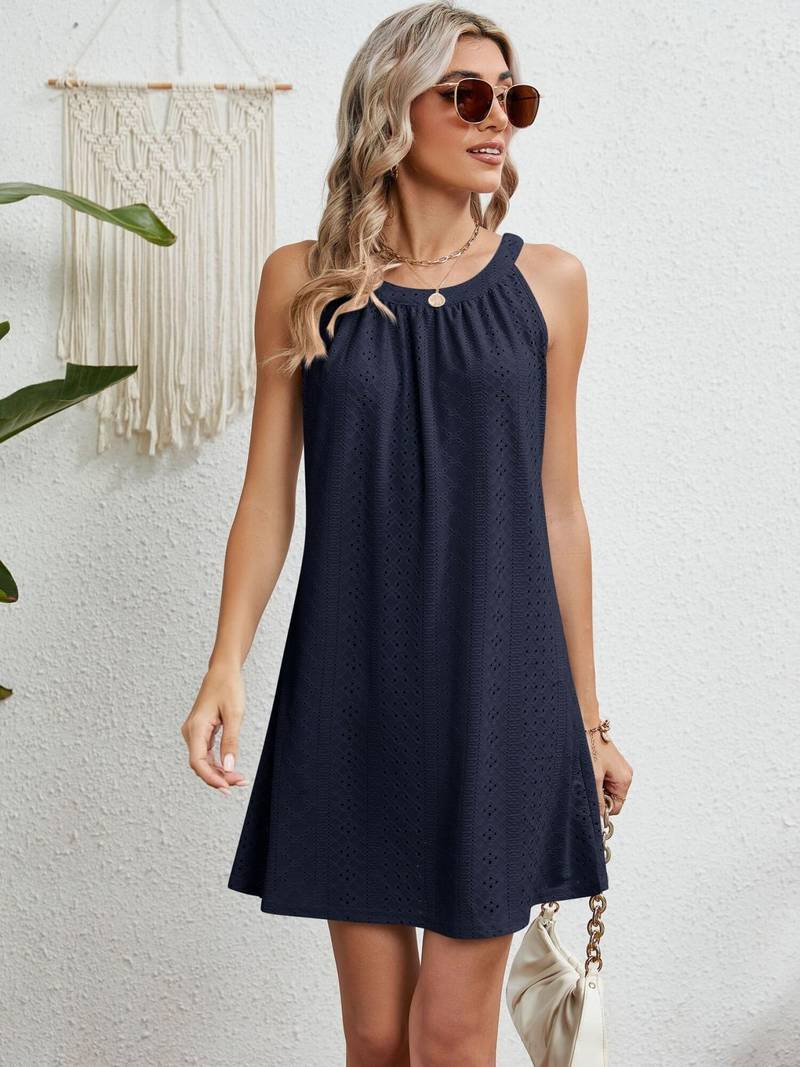 Women's Beach Dress – Strapless – A-line Fit – Eyelet Structure – Breathable Fabric