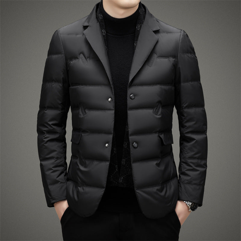 Men's Jacket – Down Jacket in Quilted Fabric – Tailored Fit – Double-Breasted – Mid-Length