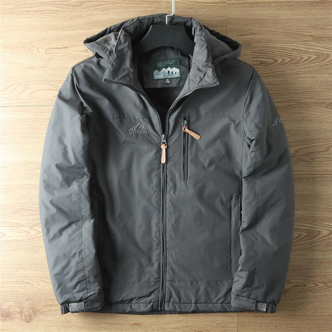 Men's Jacket – Standard Fit – Water-Repellent – Fleece-Lined – Hood – Zipper Pockets