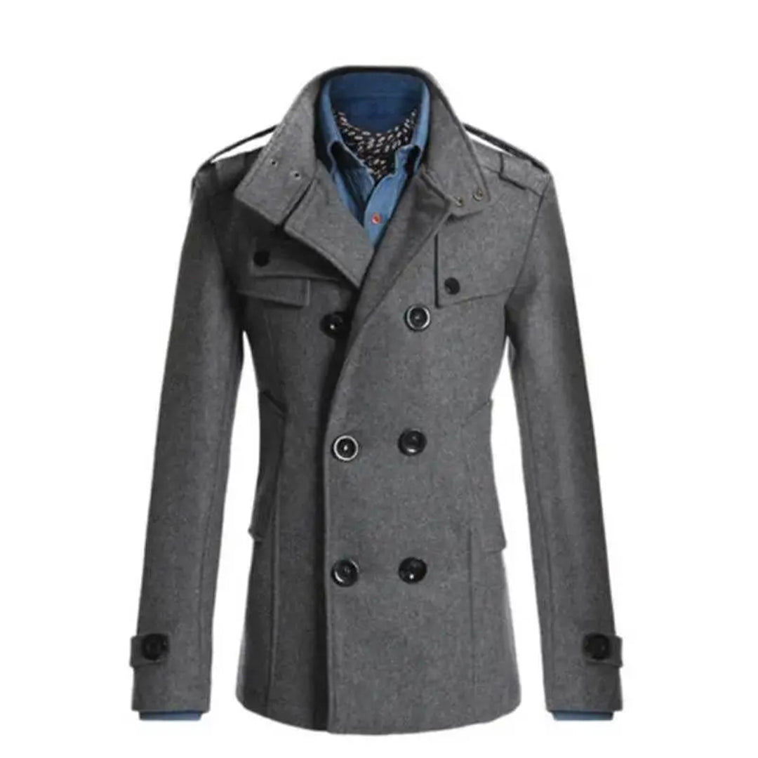 Men's Coat – Wool Blend – Double-Breasted – Formal Fit – Epaulettes