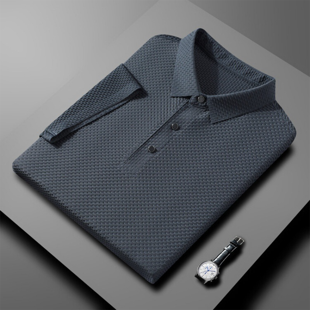 Men's Polo – Textured Fabric – Short Sleeve – Classic Collar – Comfortable Fit
