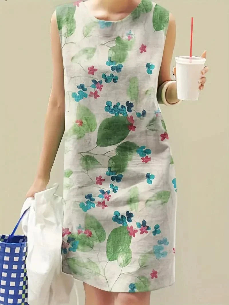 Women's Dress - Sleeveless with Floral Print - Light and Comfortable - Relaxed Fit
