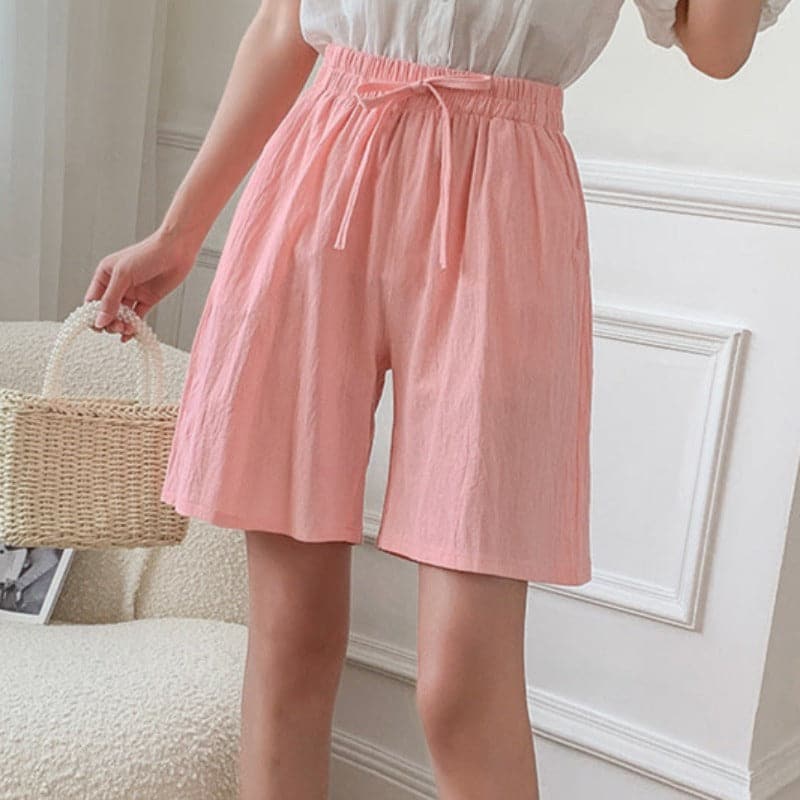 Women's Shorts to Knee – Relaxed Fit – Elastic and Drawstring – Natural Fibers