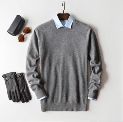 Herregenser – Klassisk Strikket Ull – Rund Hals – Langermet – Regular Fit