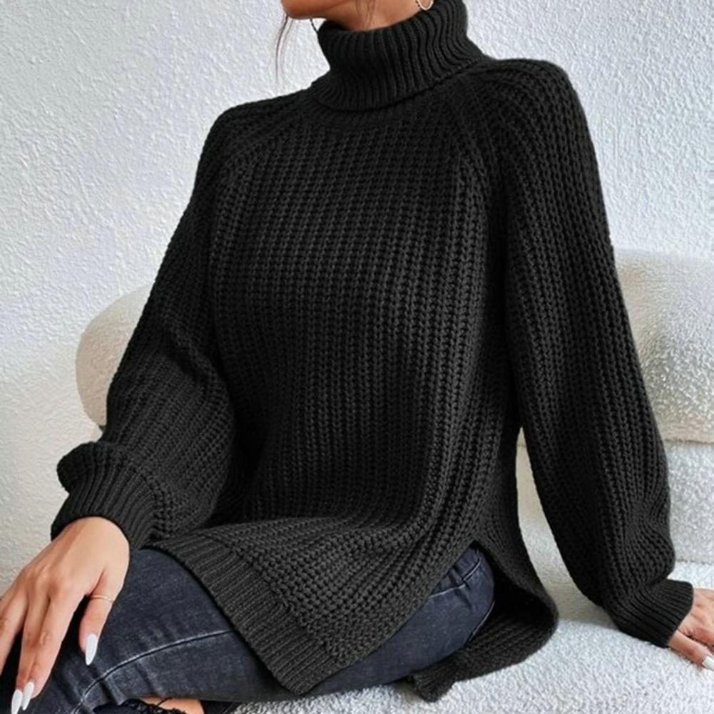 Women's Knitted Sweater - High Turtleneck - Soft and Thick Knit - Relaxed Fit