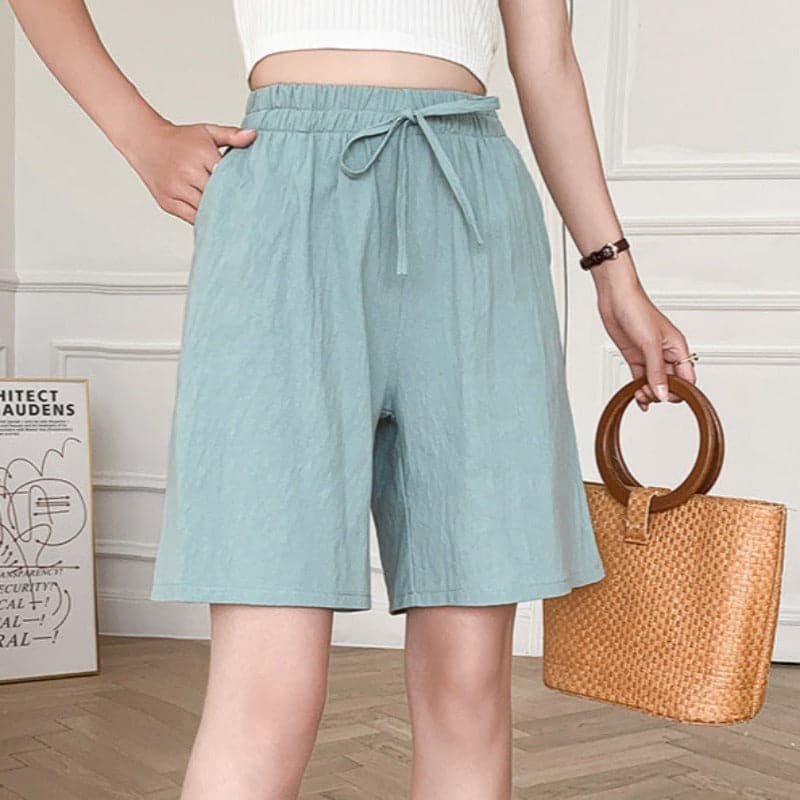 Women's Shorts to Knee – Relaxed Fit – Elastic and Drawstring – Natural Fibers