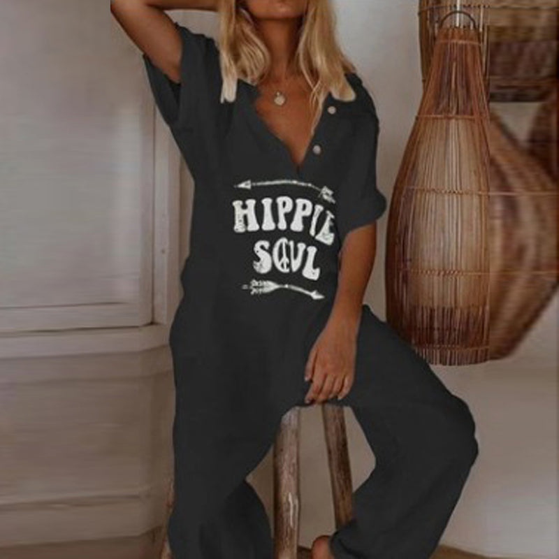 Hippie Soul - Modern full-cover garment with V-neck made of soft cotton