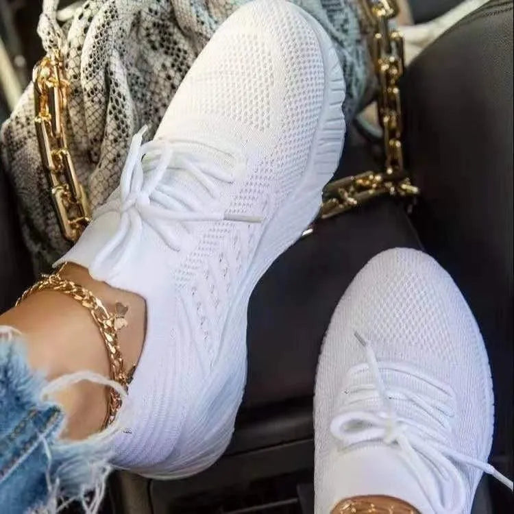 Women's Sneakers – Breathable Mesh – Orthopedic Support – Lacing – Cushioned Sole