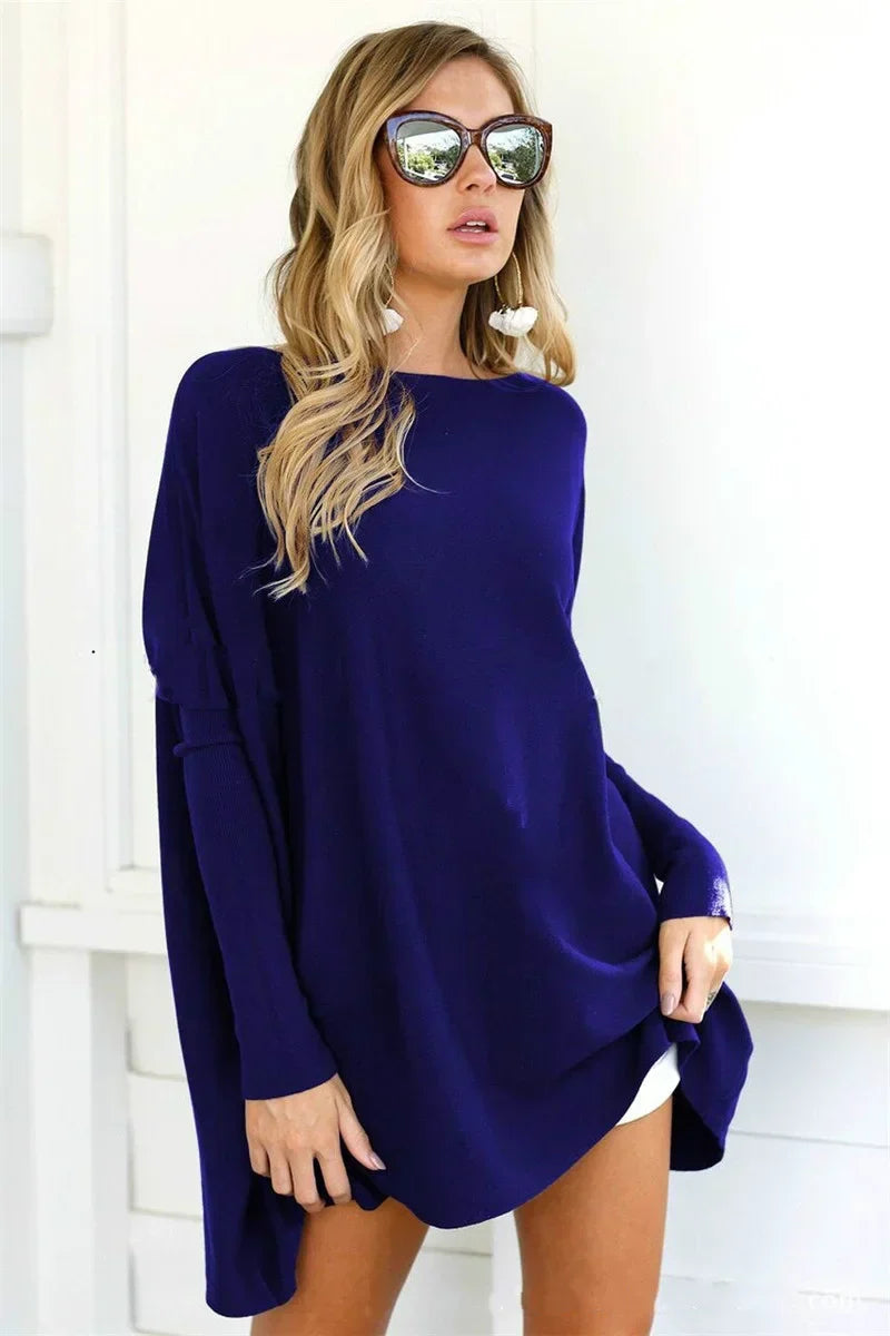 Women's Sweater – Oversized Fit – Soft Knit – Long Tunic Length – Relaxed Style