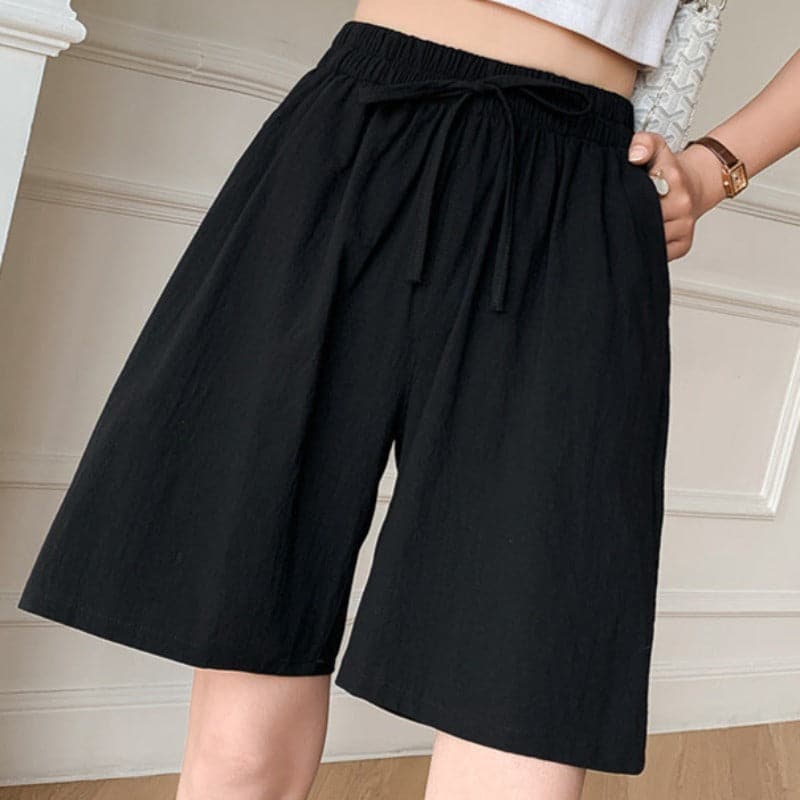 Women's Shorts to Knee – Relaxed Fit – Elastic and Drawstring – Natural Fibers