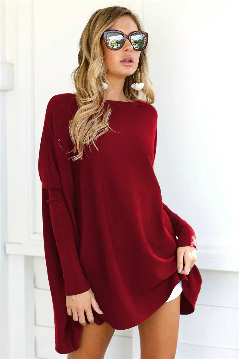 Women's Sweater – Oversized Fit – Soft Knit – Long Tunic Length – Relaxed Style