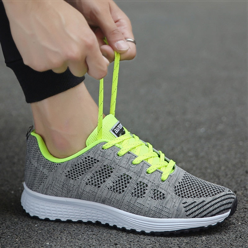 Women's Sneakers – Breathable Mesh – Low Model – Light and Supportive Fit – Lacing