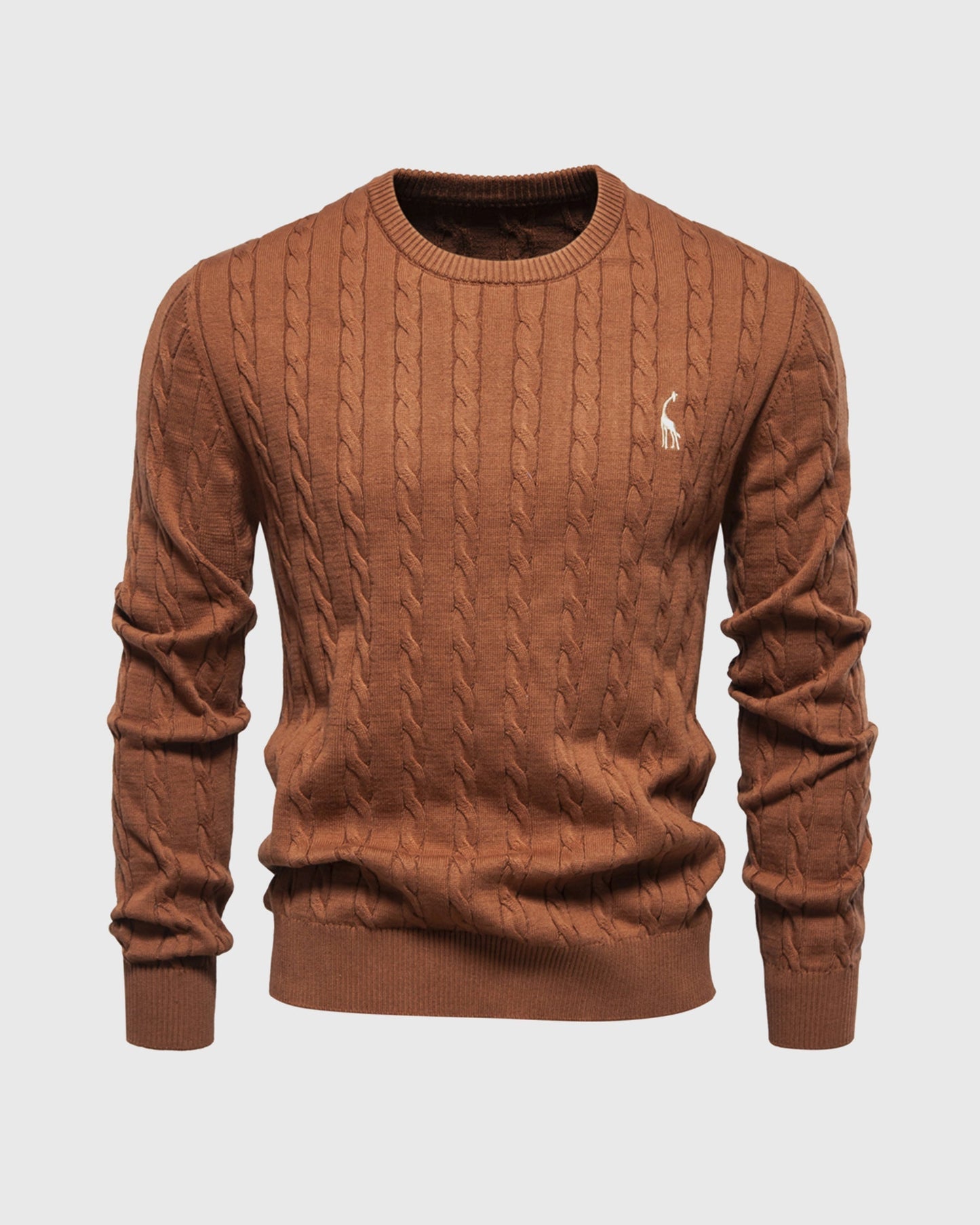 Men's Sweater – Cable Knit – Regular Fit – Ribbed Edges – Logo Detail