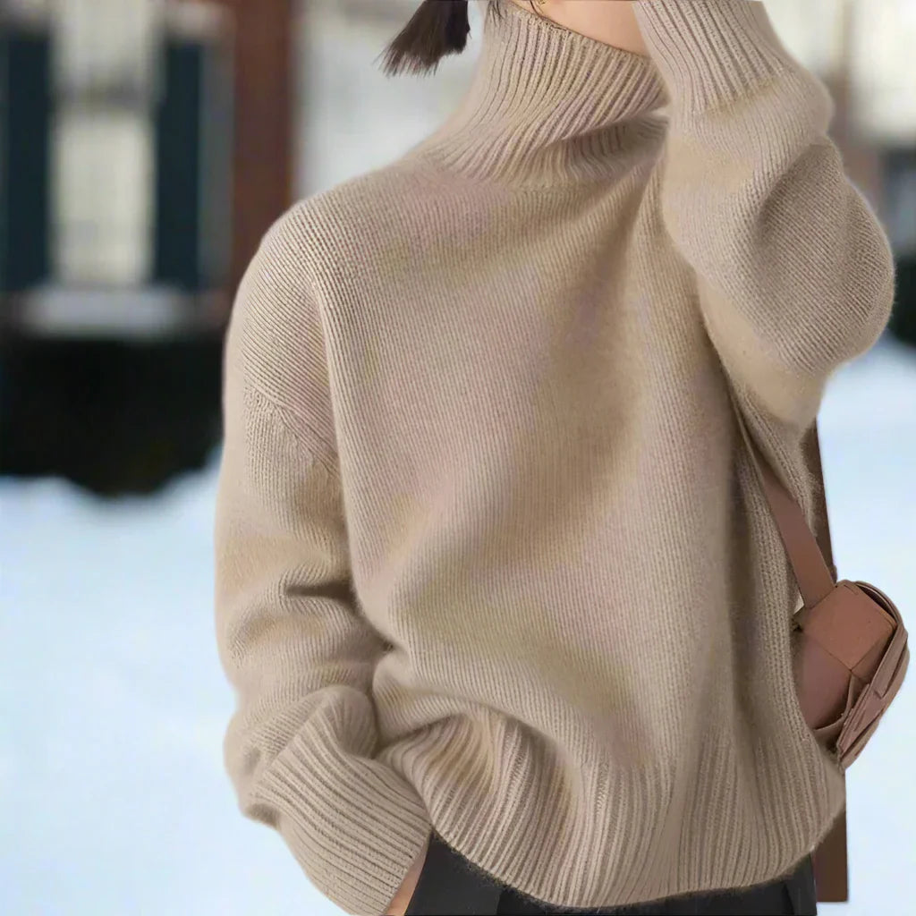 Jessica Oversized Turtleneck Sweater | Long Sleeve Ribbed Sweater