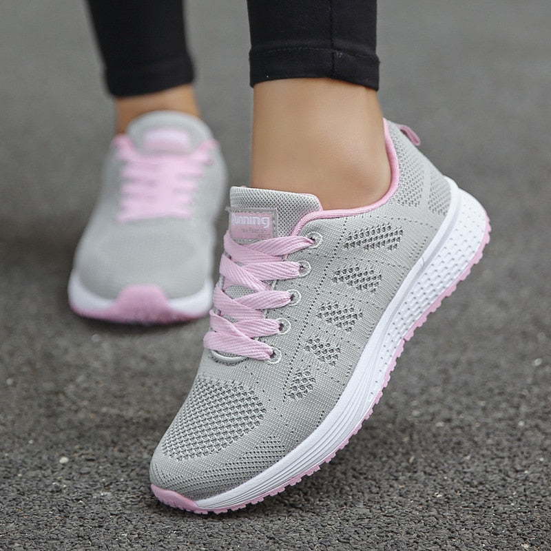 Women's Sneakers – Breathable Mesh – Low Model – Light and Supportive Fit – Lacing