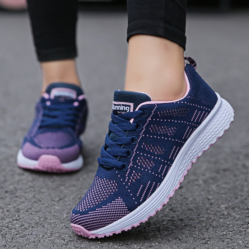 Women's Sneakers – Breathable Mesh – Low Model – Light and Supportive Fit – Lacing