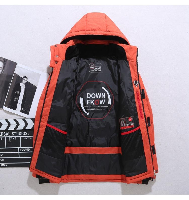 Men's Down Jacket - Water-Repellent - Hood & Zipper Pockets - Warm & Padded