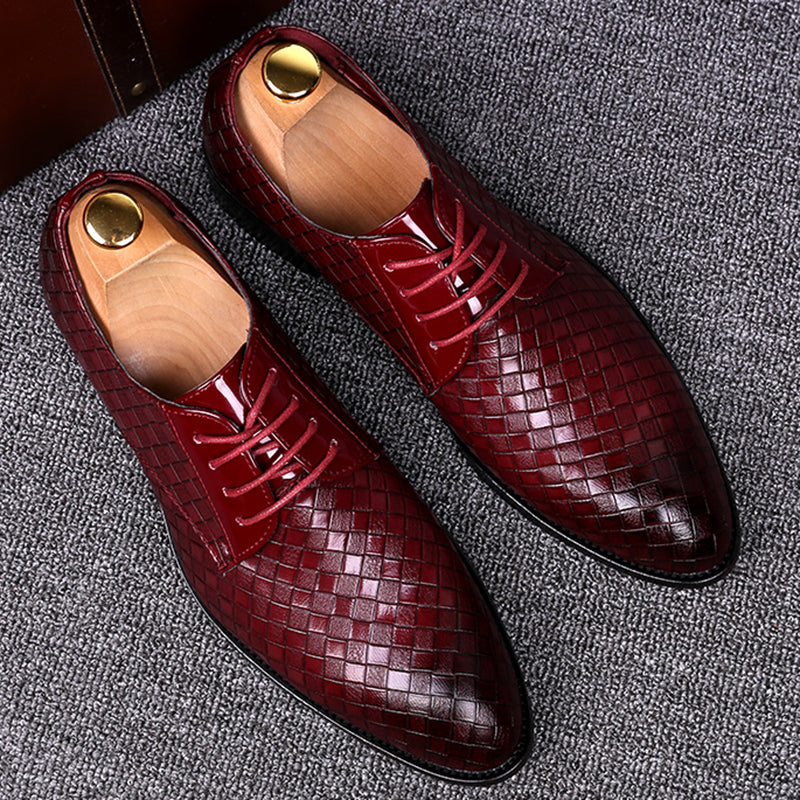 Men's Shoes – Formal Lacing – Streamlined Fit – Woven Leather Texture