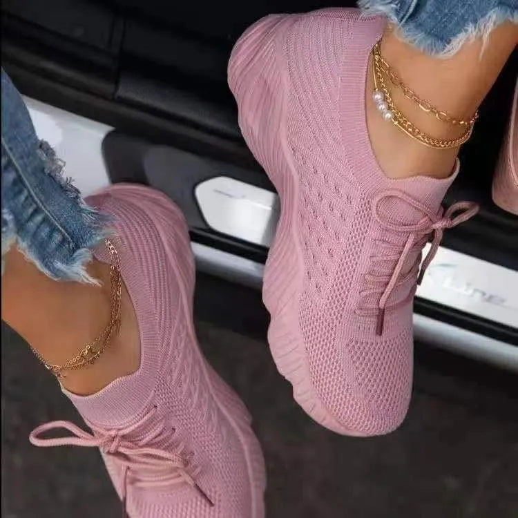 Women's Sneakers – Breathable Mesh – Orthopedic Support – Lacing – Cushioned Sole