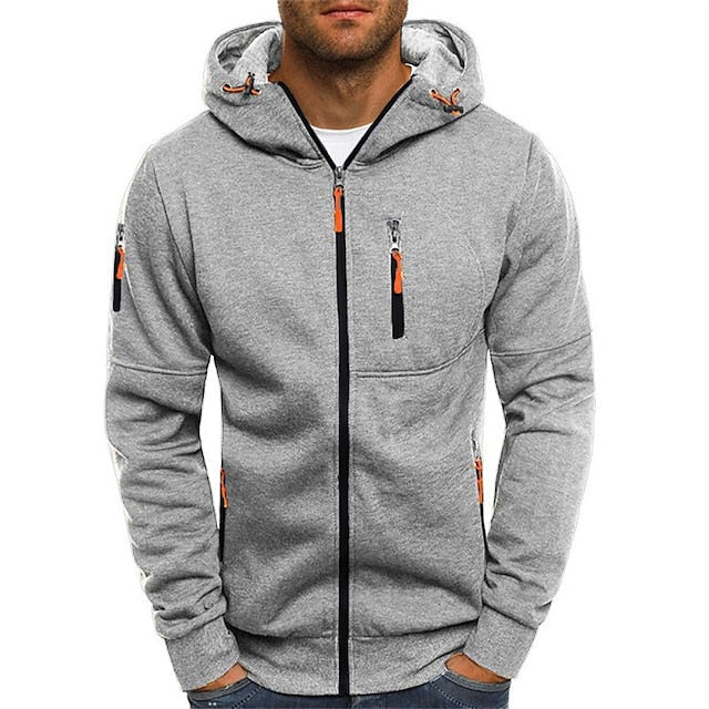 Men's Hoodie – Tailored Fit – Breathable Fabric – Zipper – Zippered Pockets