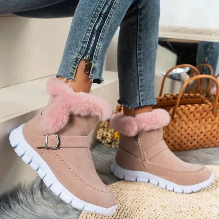 Dame Ankelstøvler – Semsket Look – Mykt Fôr – Glidelås – Komfortabel Såle