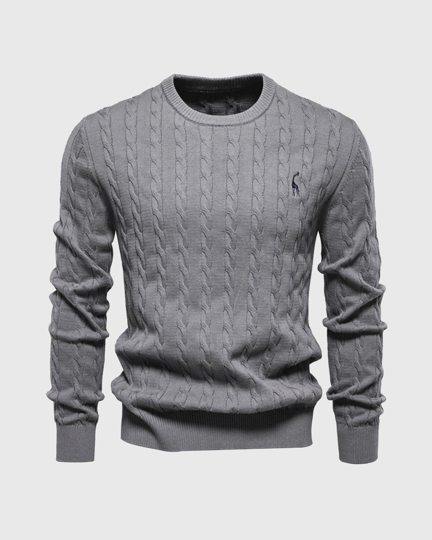 Men's Sweater – Cable Knit – Regular Fit – Ribbed Edges – Logo Detail