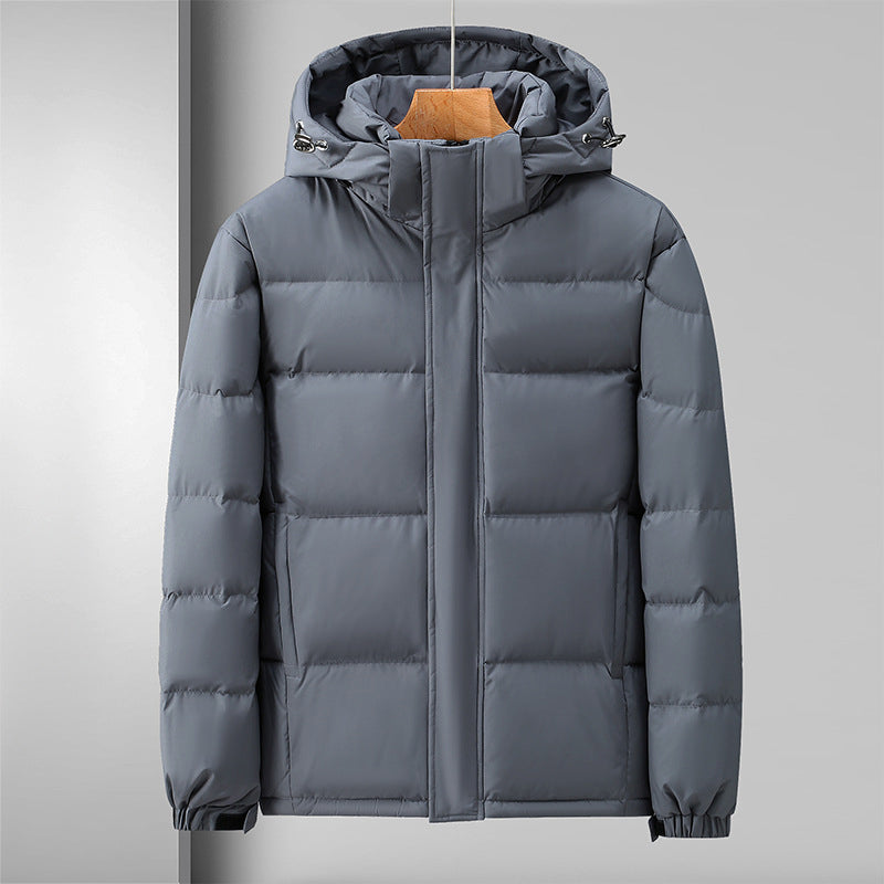 Men's Down Jacket - Padded and Water-Repellent - Hood and Zipper Closure - Comfortable Fit