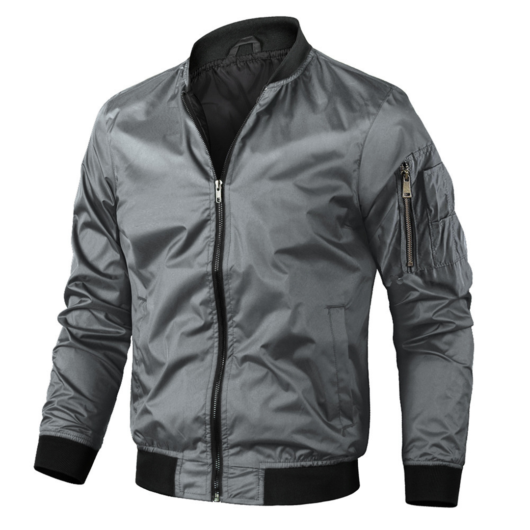 Men's Bomber Jacket – Light Fabric – Regular Fit – Zipper – Ribbed Edge
