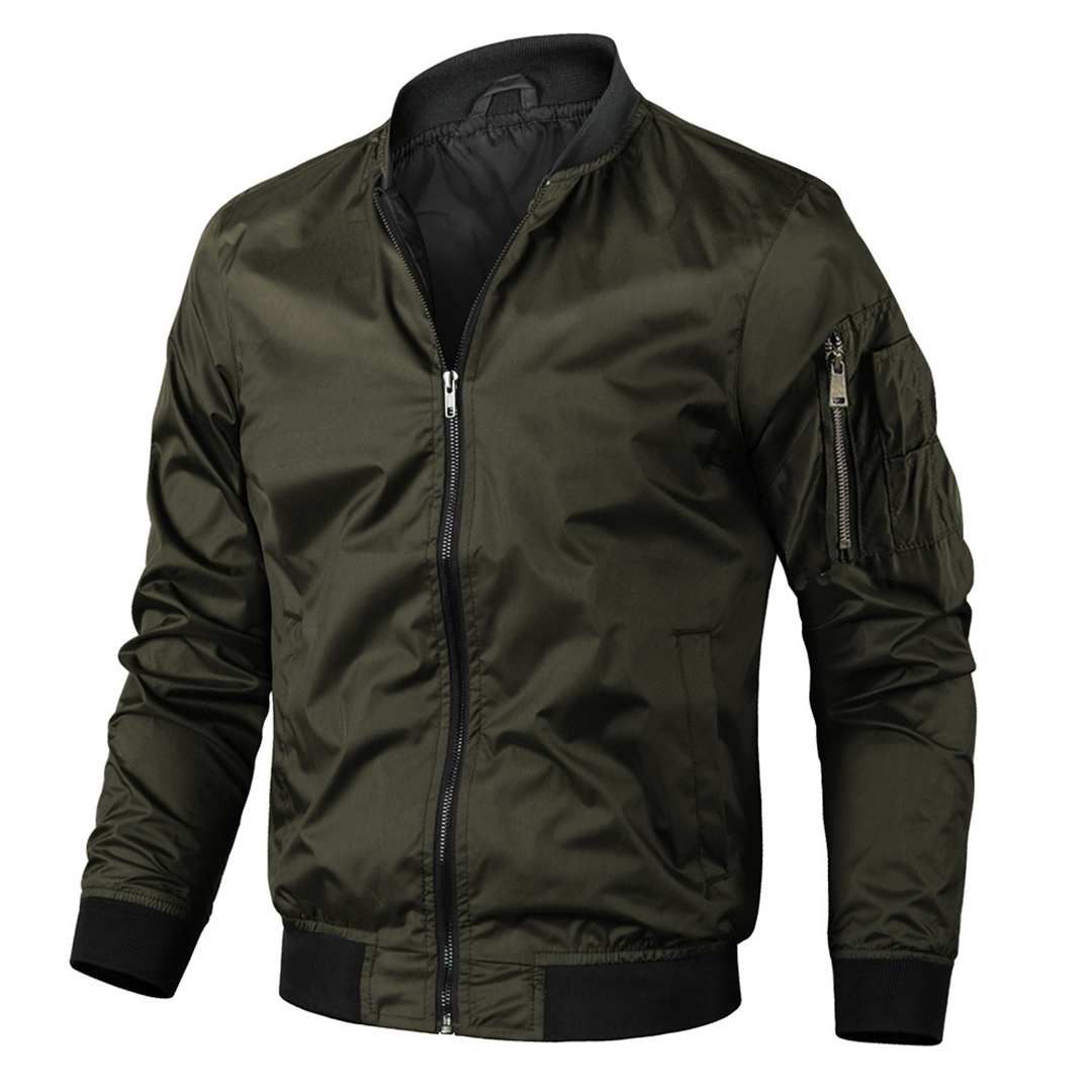 Men's Bomber Jacket – Light Fabric – Regular Fit – Zipper – Ribbed Edge
