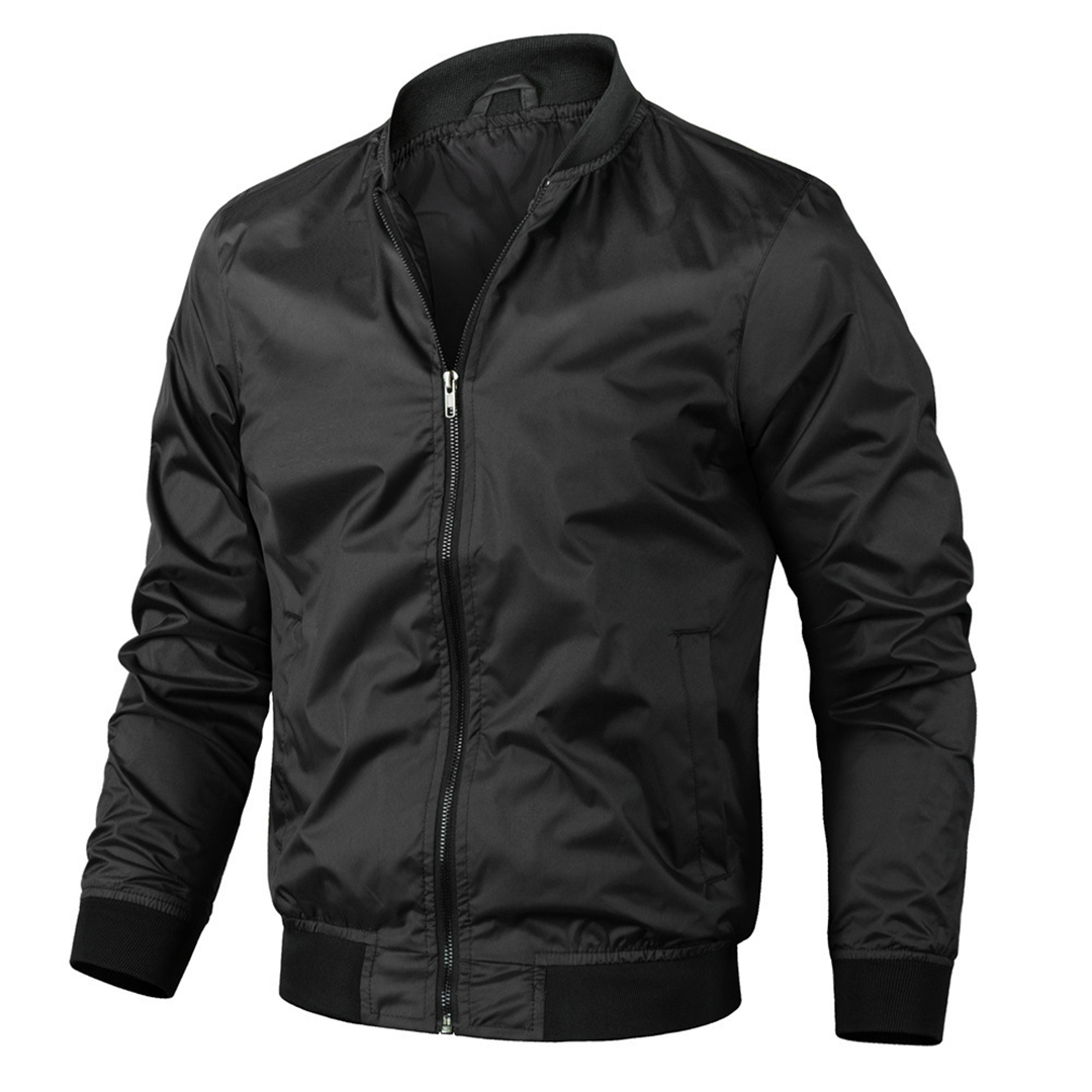 Men's Bomber Jacket – Light Fabric – Regular Fit – Zipper – Ribbed Edge