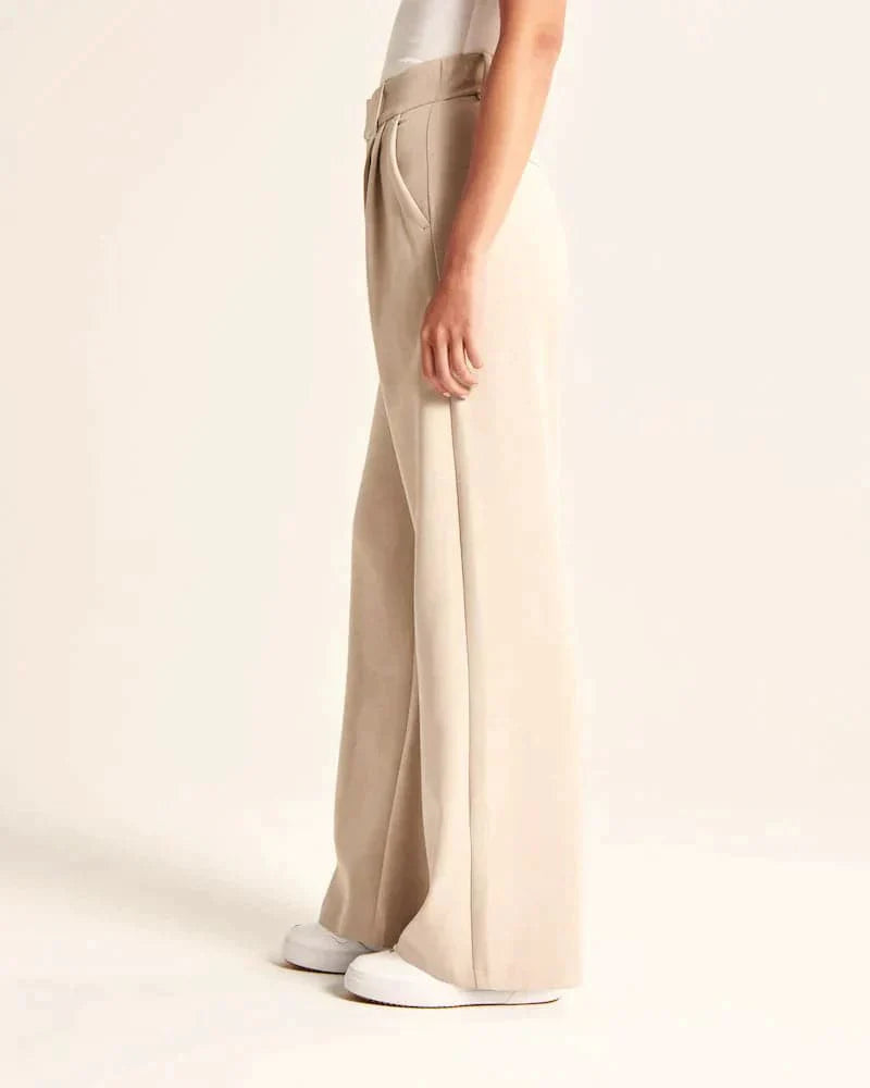 Pants for Women – High Waist – Wide Fit – Full Length – With Belt Loops