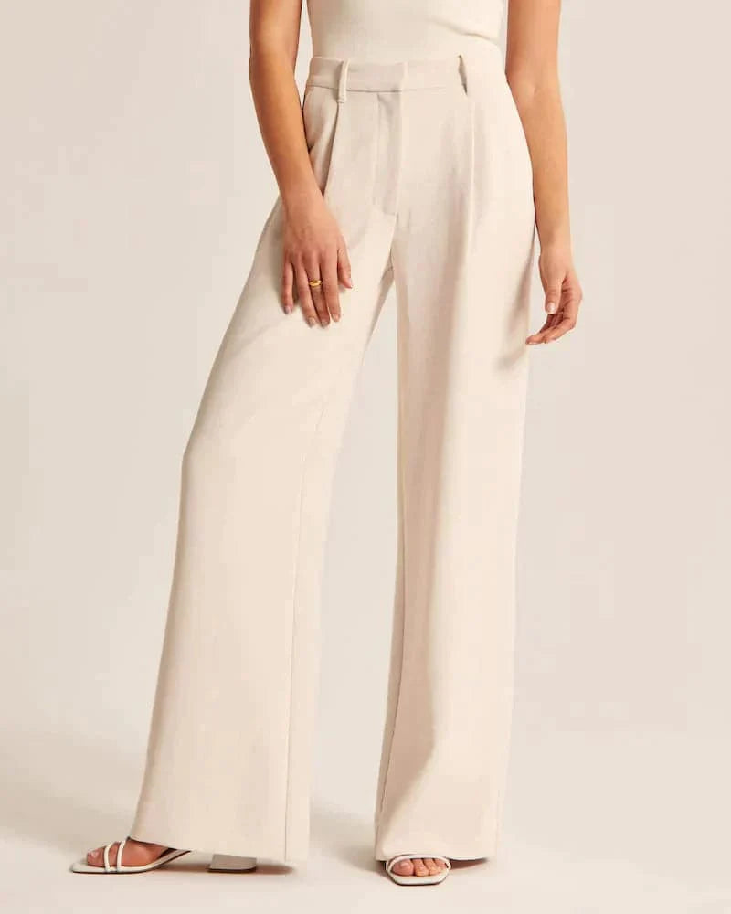 Pants for Women – High Waist – Wide Fit – Full Length – With Belt Loops